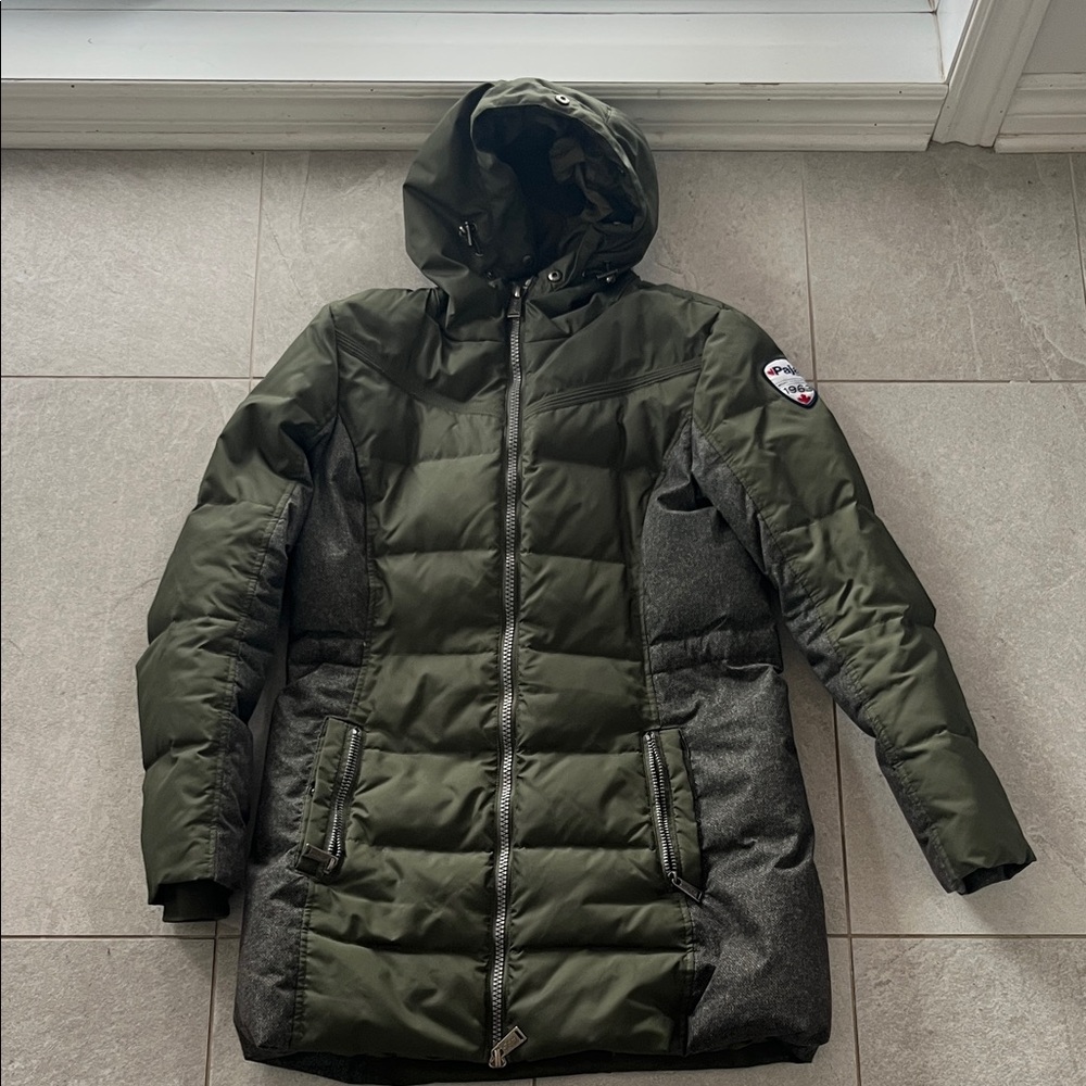 Pajar Olive and Charcoal Hooded Puffer Jacket